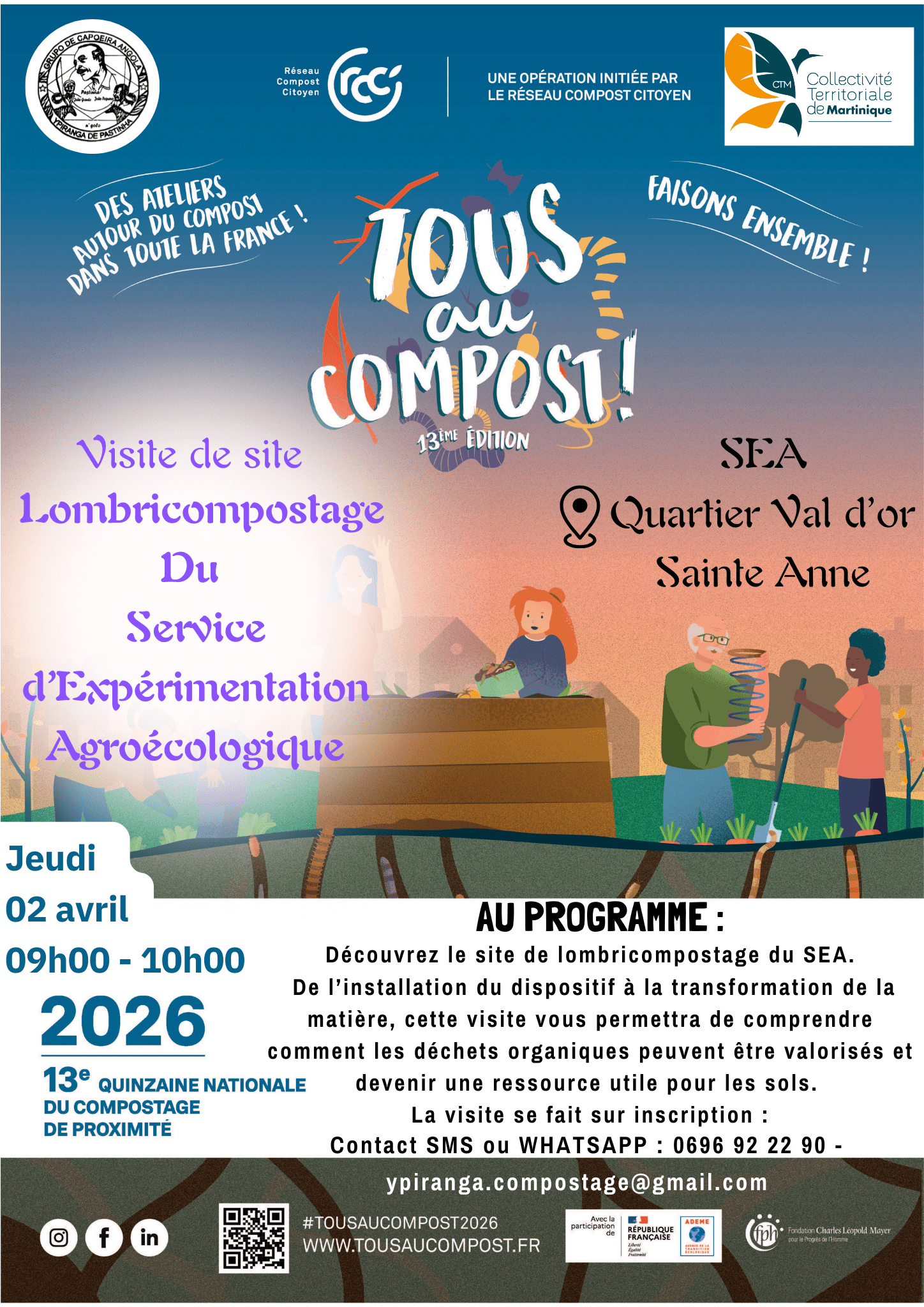 Visite du site de lombricompostage au STEA à Sainte Anne 02/04 à 9h
