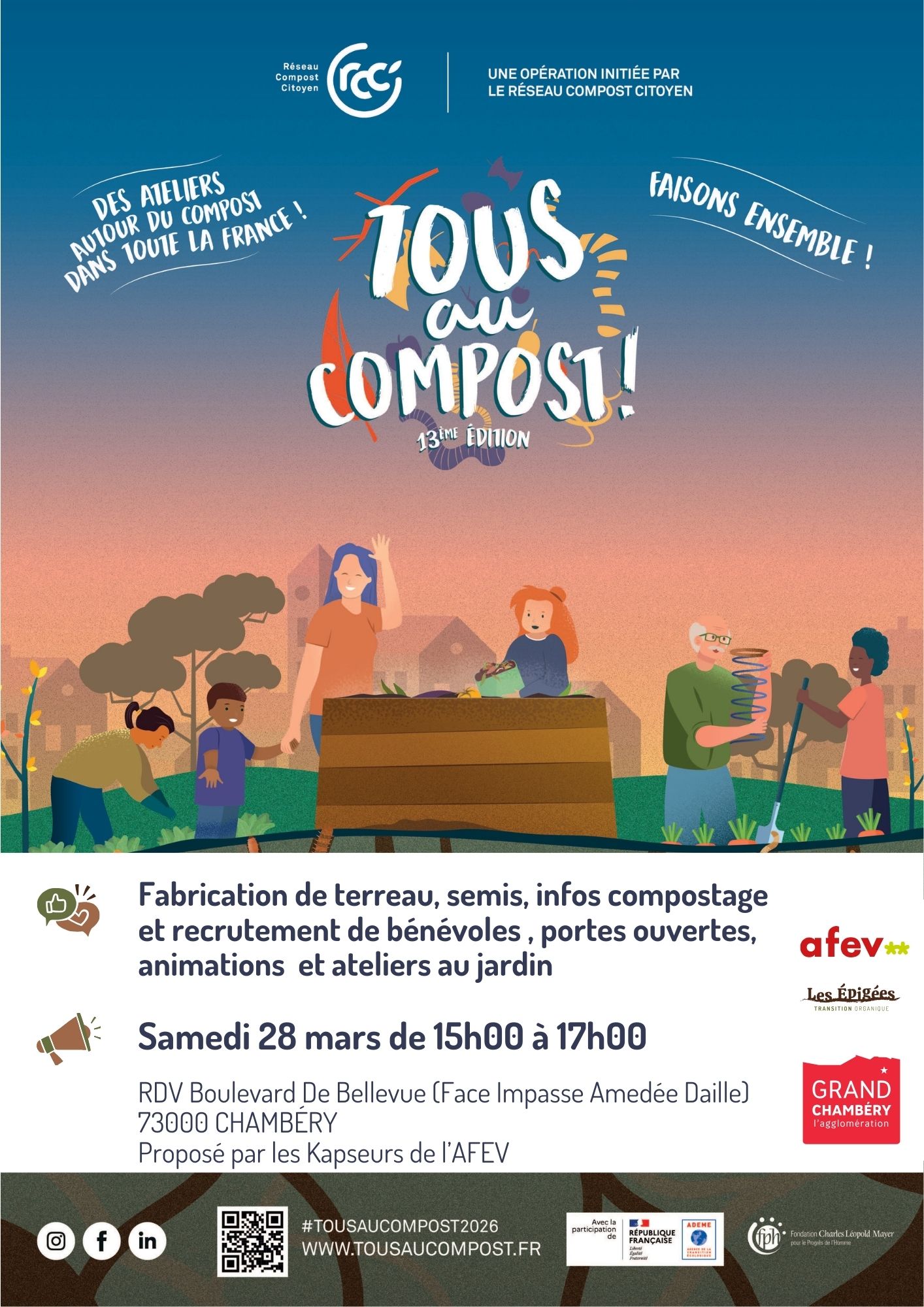 Fabrication de terreau, semis, infos compostage, portes ouvertes et animations au jardin