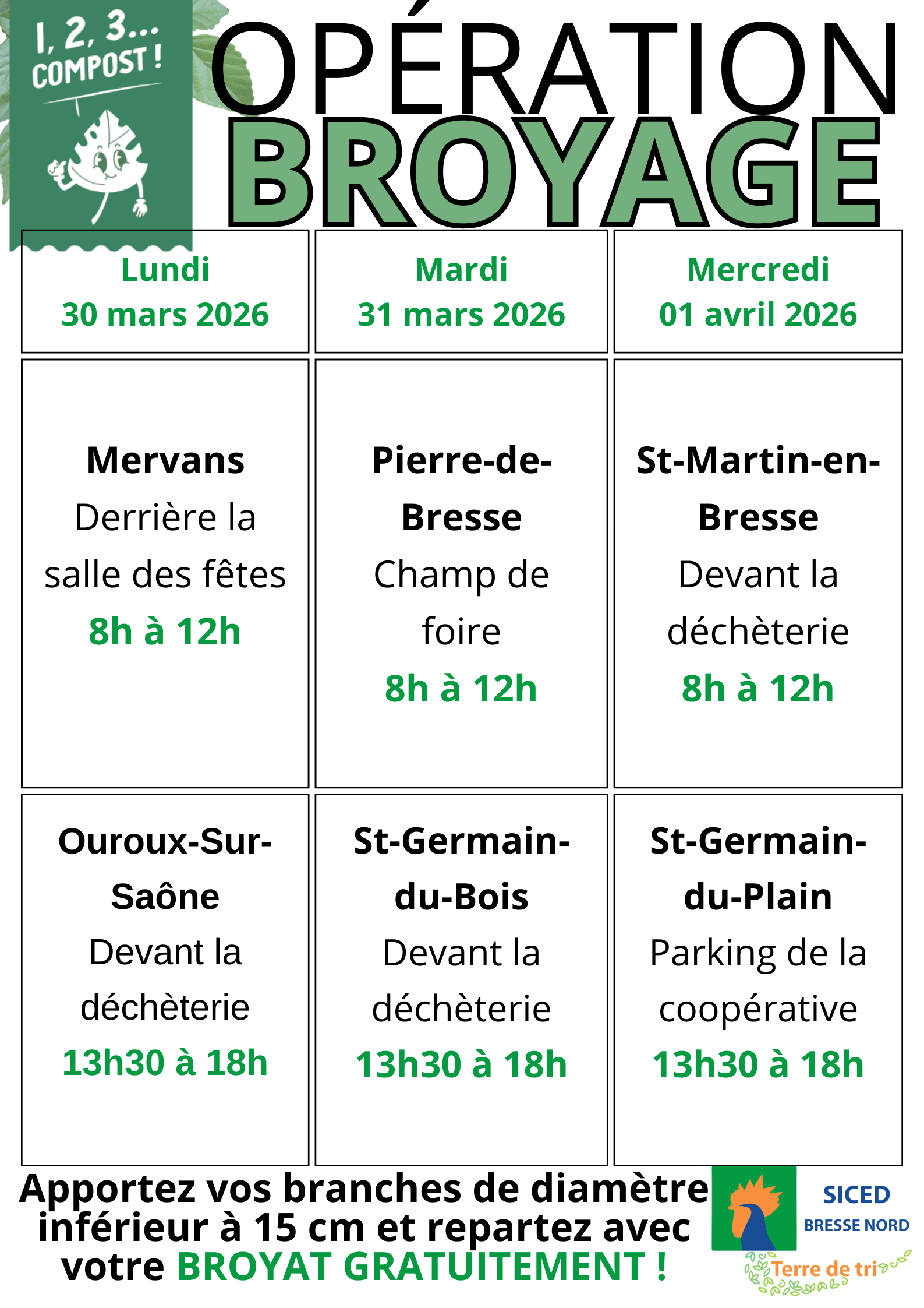 Opération broyage de végétaux Ouroux sur Saône