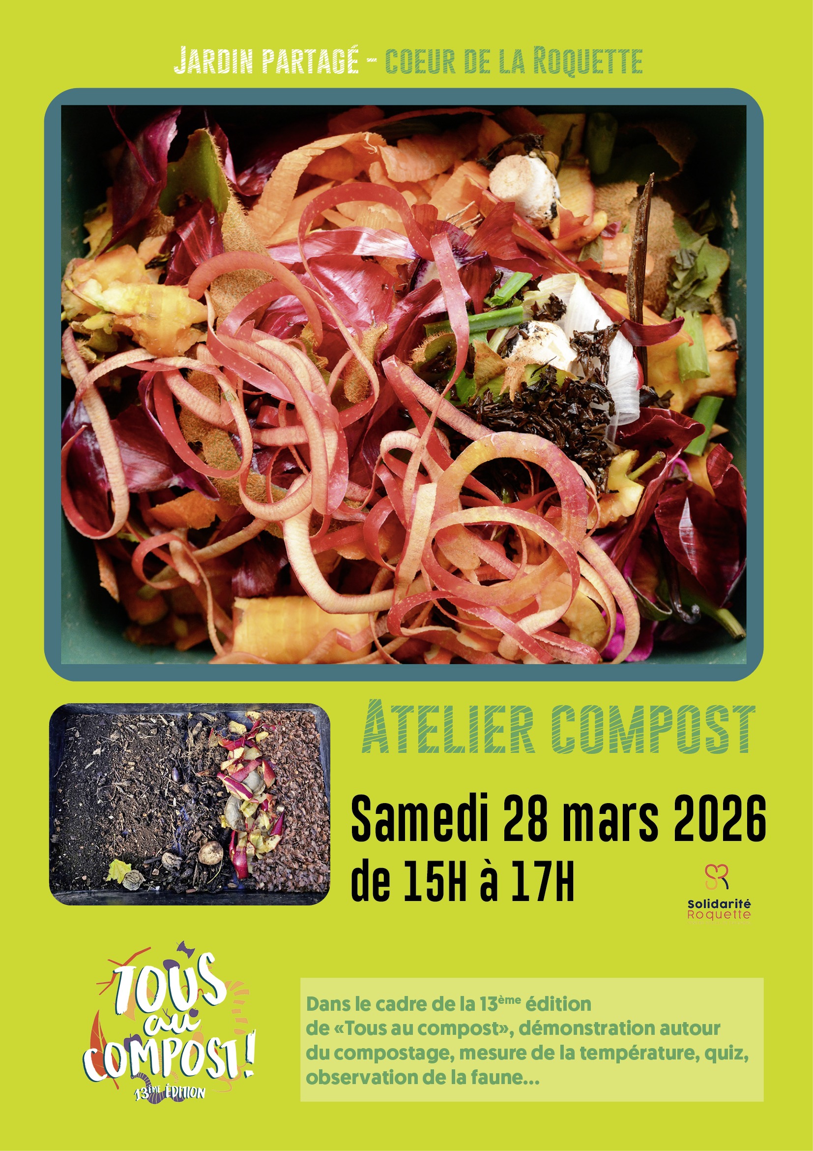 Tous au compost, au jardin partagé Coeur de Roquette