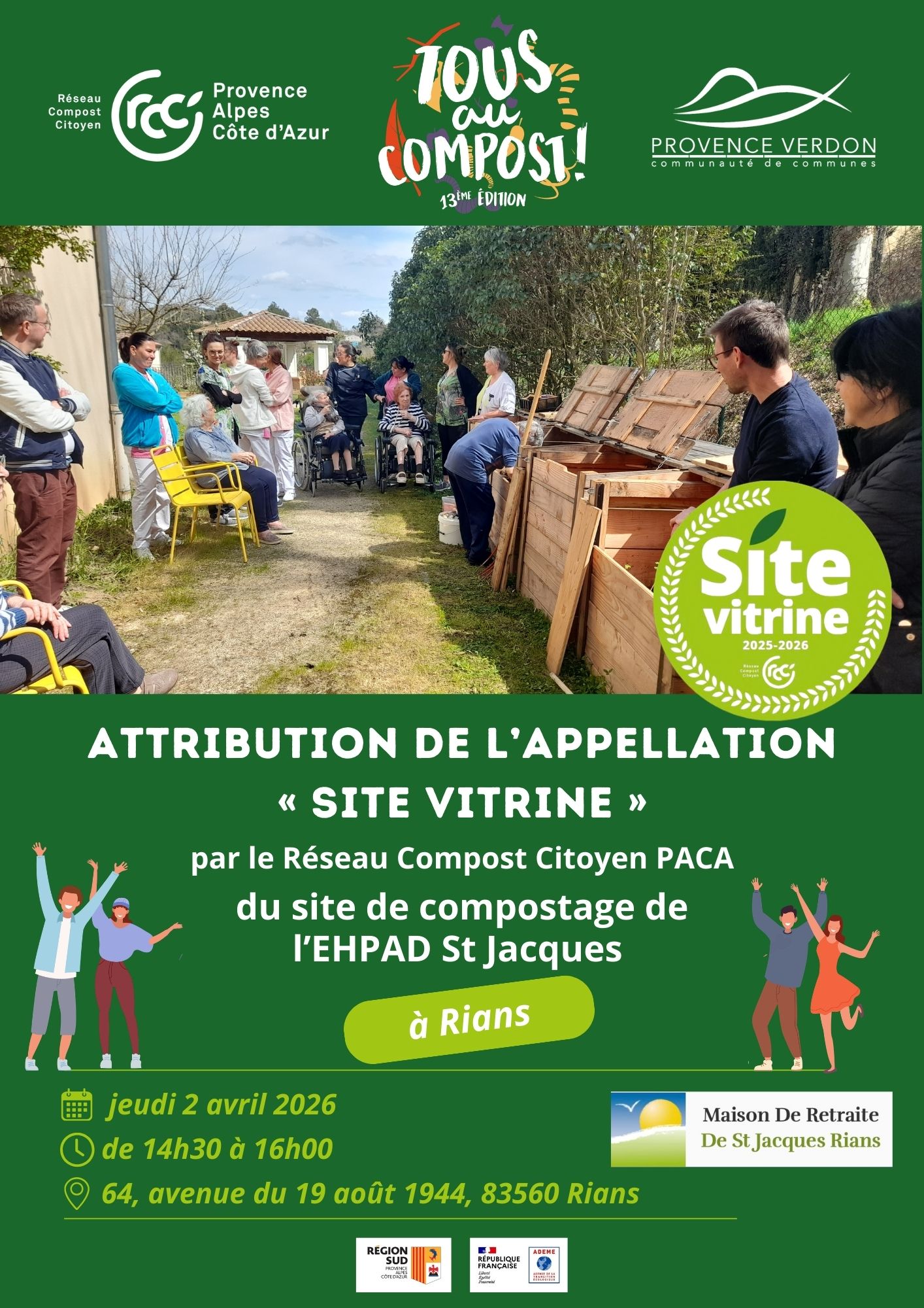 Labellisation de site Vitrine – Site de compostage de l&rsquo;EHPAD St Jacques à Rians