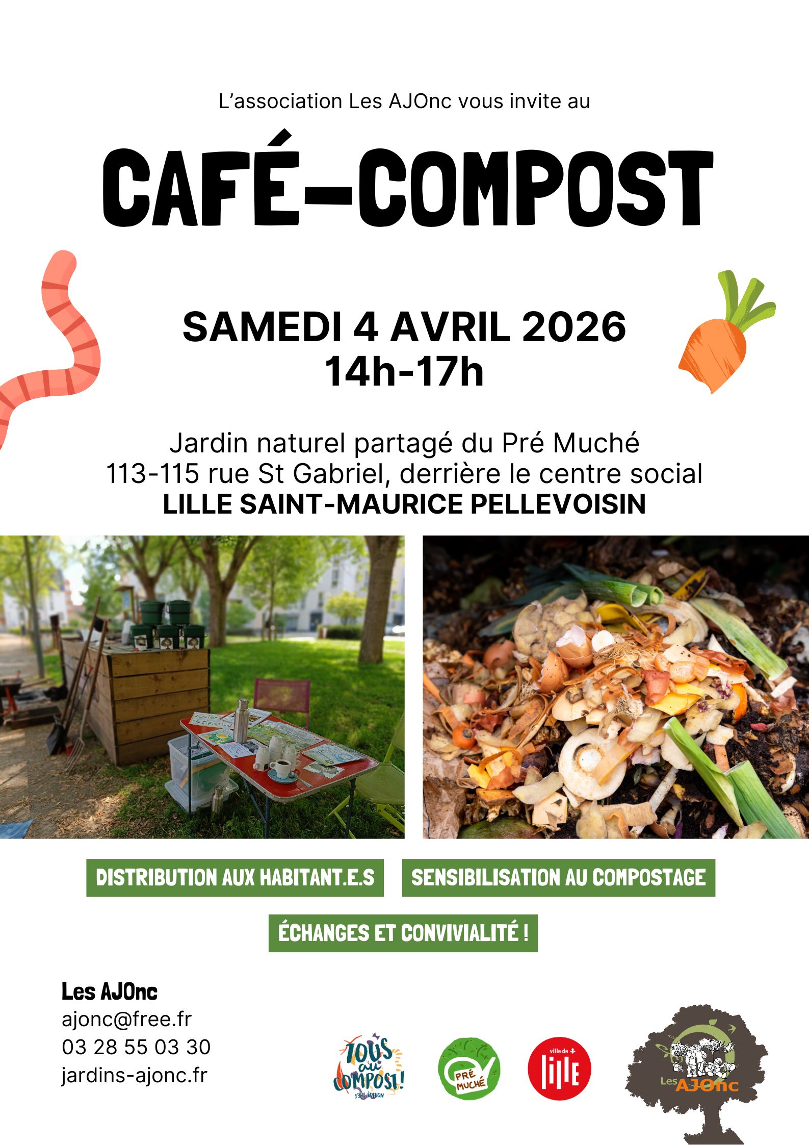 Café Compost – Jardin du Pré Muché, Lille St Maurice Pellevoisin
